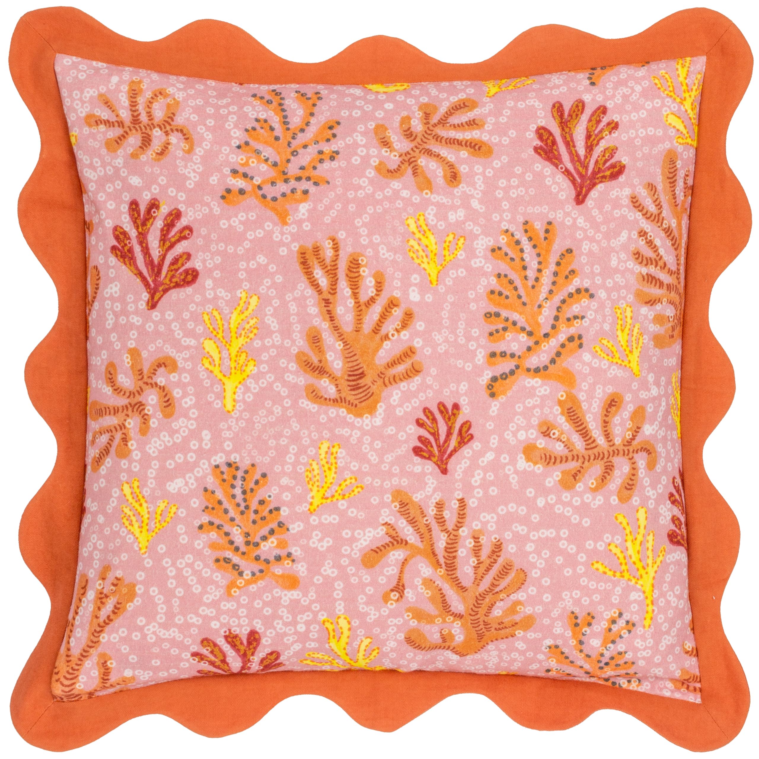 furn. Coral Scalloped 100% Cotton Cushion Cover, Sandy Pink, 50 x 50 cm (Pack of 1)