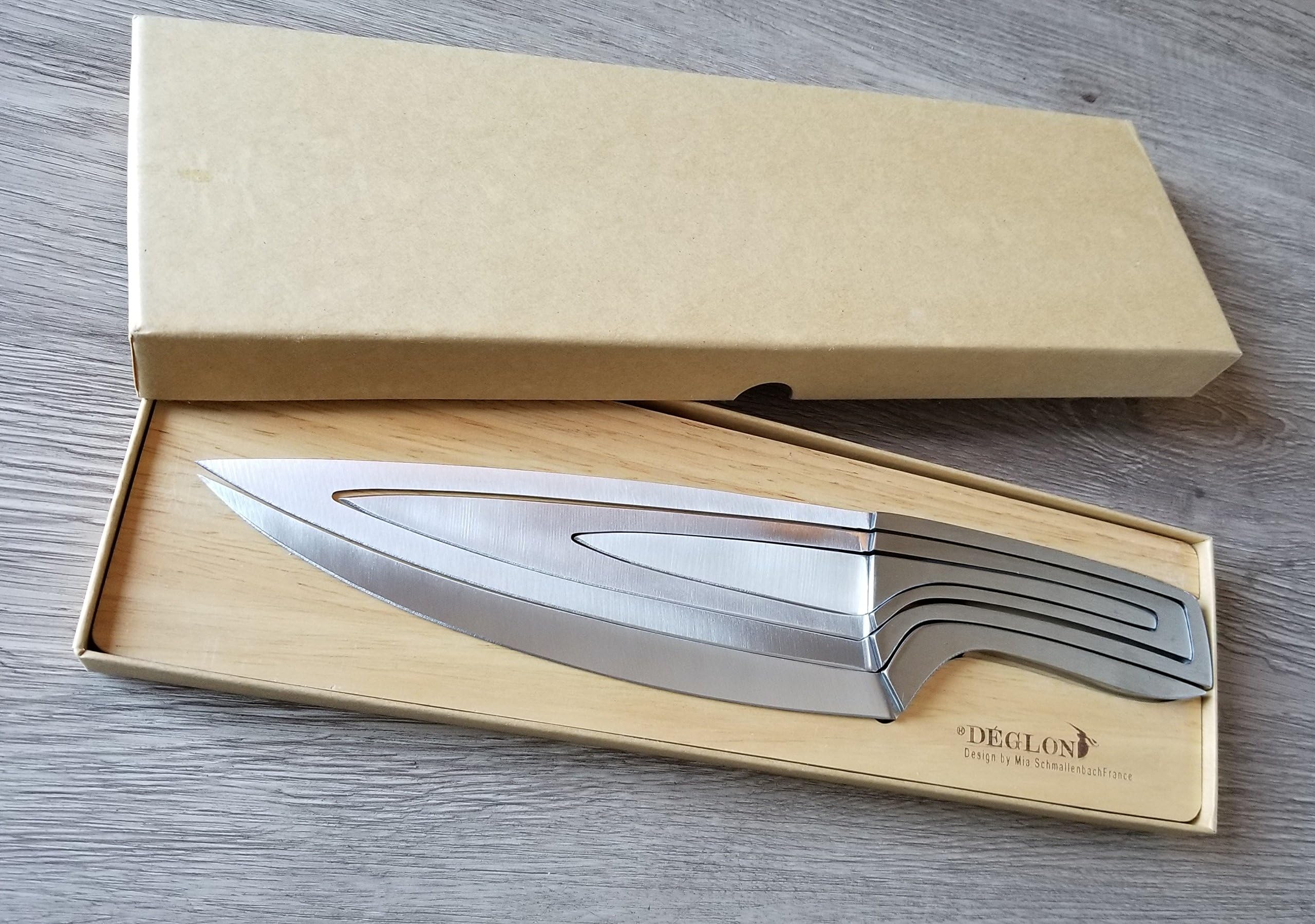 5cr17mov Deglon Meeting Design knife 4PC SET - Premium All Stainless steel Chef Knife Set- Best Razor Sharp Multipurpose for Precise Slicing, Carving, Cutting & Chopping cooking knife set