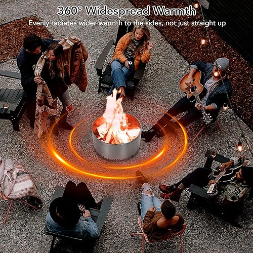 Miniatura 2 de Fogata sin humo de 27 pulgadas con interruptor de aire, fogata portátil de acero inoxidable para exteriores con soporte extraíble y cenicero, ideal