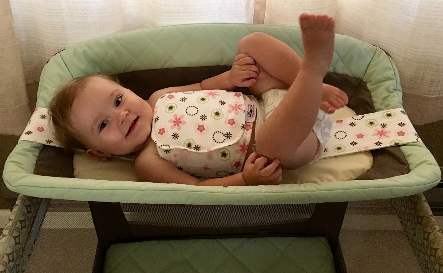 A Universal Diaper Changing Pad Baby Harness (Pink Garden)