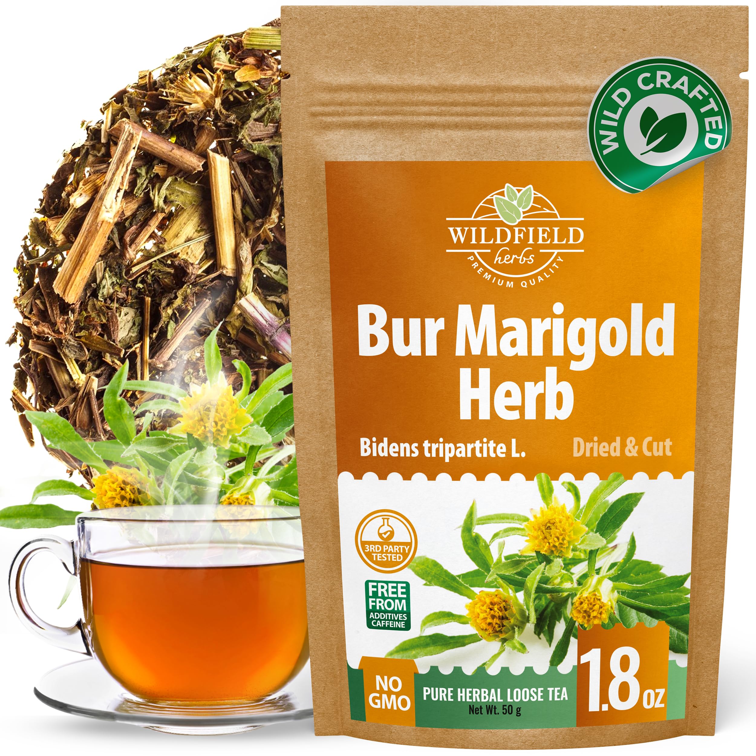 1.8 oz. Dried Marigold Flowers Bur Marigold Herb Tea Marygold Tea (Bidens Tripartite L.) - 50g 100% Chereda Bur-Marigold Cáñamo Acuático