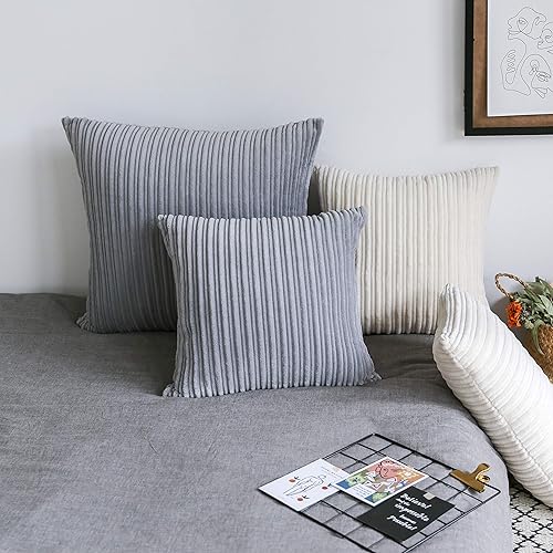 Miniatura 208 de UGASA - Juego de 2 fundas de almohada de terciopelo a rayas, funda decorativa para cojín con cremallera oculta para el hogar, sofá, dormitorio,