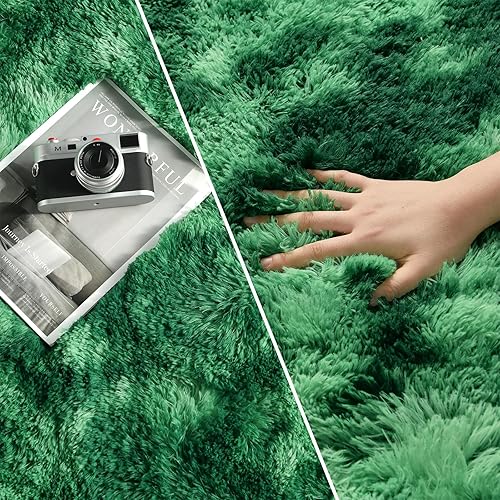 Miniatura 45 de Alfombra de pelo largo, mullida, afelpada, grande, 4 x 6 pies, teñido anudado, suave, esponjosa, sala de estar, dormitorio, interiores, habitación