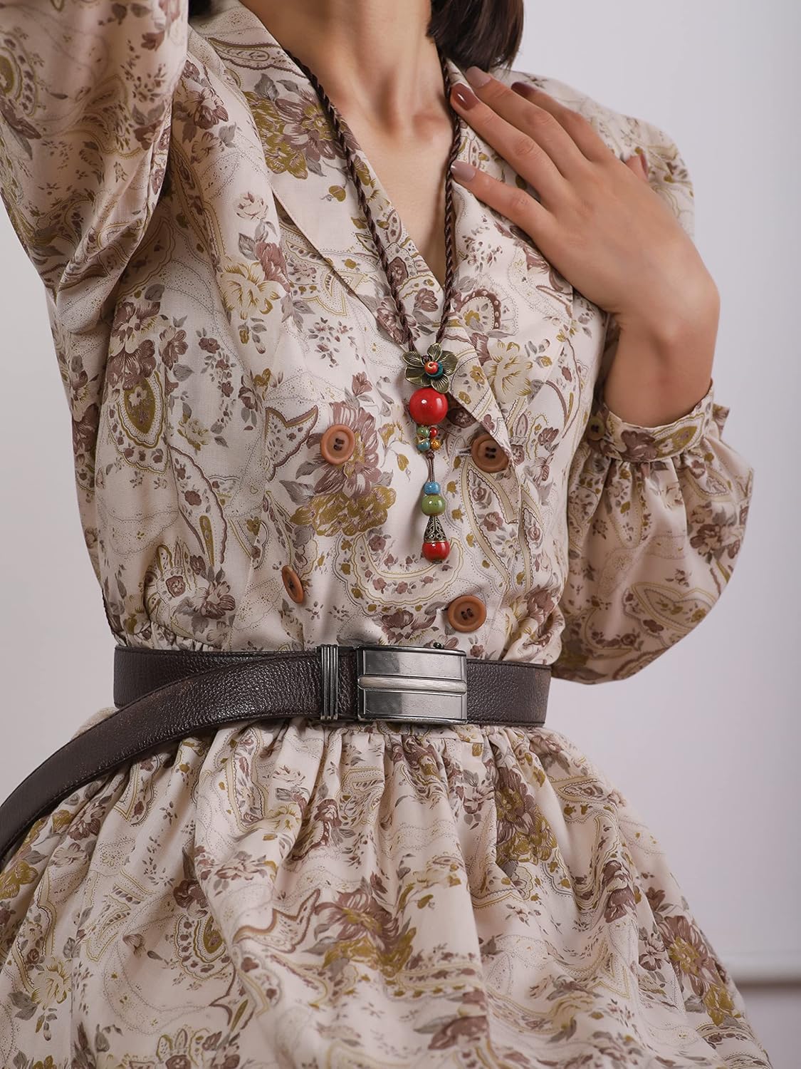 MINACHI Vintage Bohemian Colorful Ceramic Bead Antique Flower Y Necklace, Vintage Boho Hippie Statement Jewelry Gift for Women - Image 6