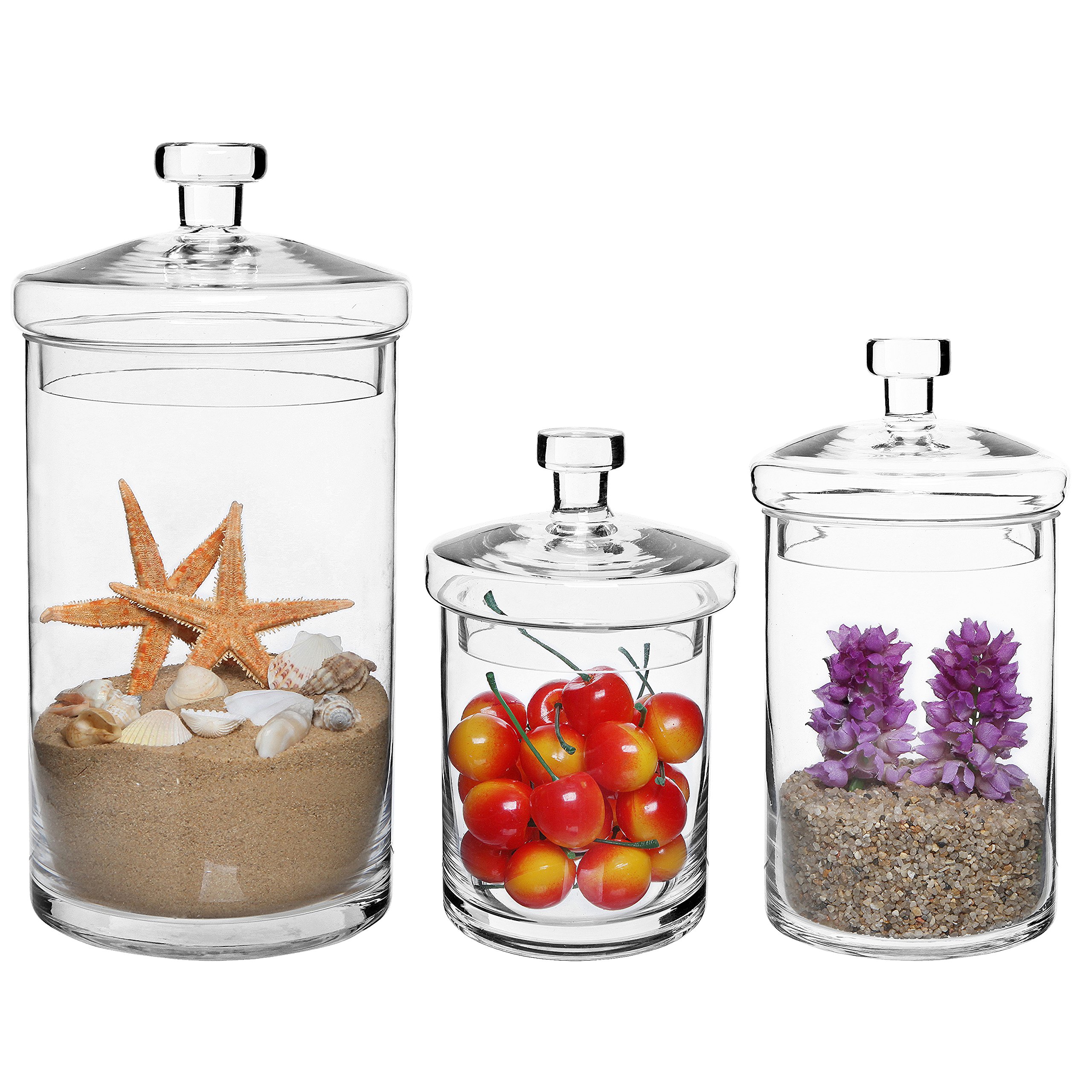 Buy MyGift 3Piece Clear Glass Apothecary Jar Set Decorative Kitchen