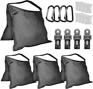 4PCS Black 900D Boat Cover Sand Bag Mooring Kit, Waterproof Sandbags for Weight with Tarp Clip Accessories