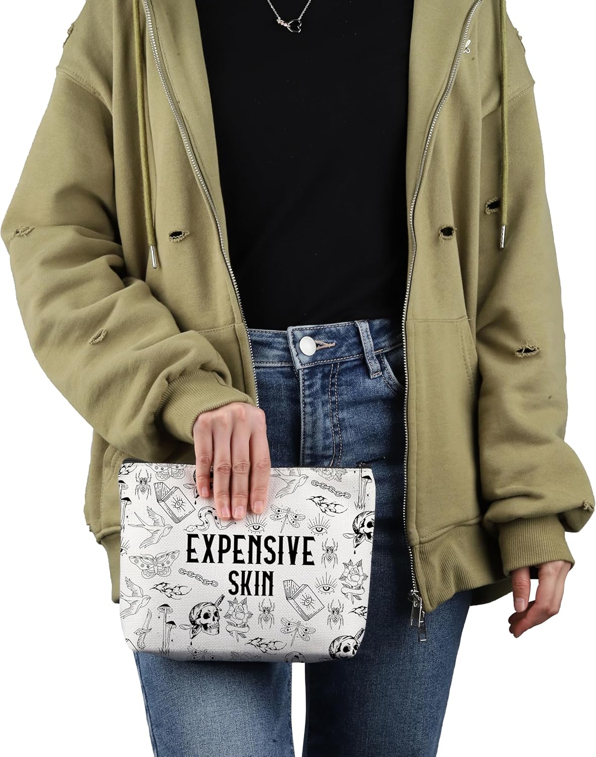 VAMSII Tattoo Artist Gift Expensive Skin Makeup Bag Tattoo Ink Lover Cosmetic Bag Tattoo Studio Owner Gift Tattoo Person Merch (Expensive Skin M) - Image 5