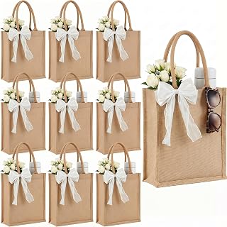 Large Burlap Tote Bags Set with Handles,Jute Tote Waterproof Reusable Bridesmaid
