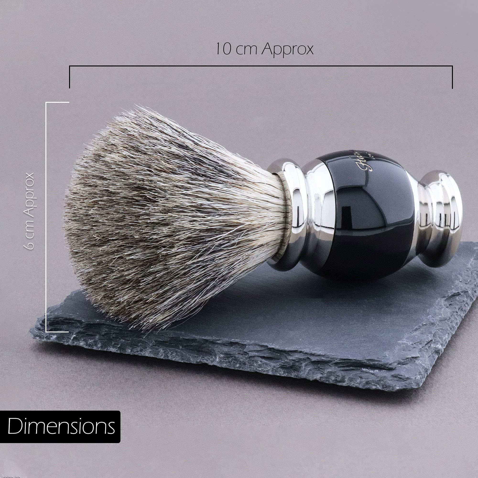 Haryali London Blaireau de rasage – Blaireau de rasage – Design élégant et unique – Blaireau en poils de blaireau – Couleur noire élégante – Un parfait assortiment à votre kit de rasage
