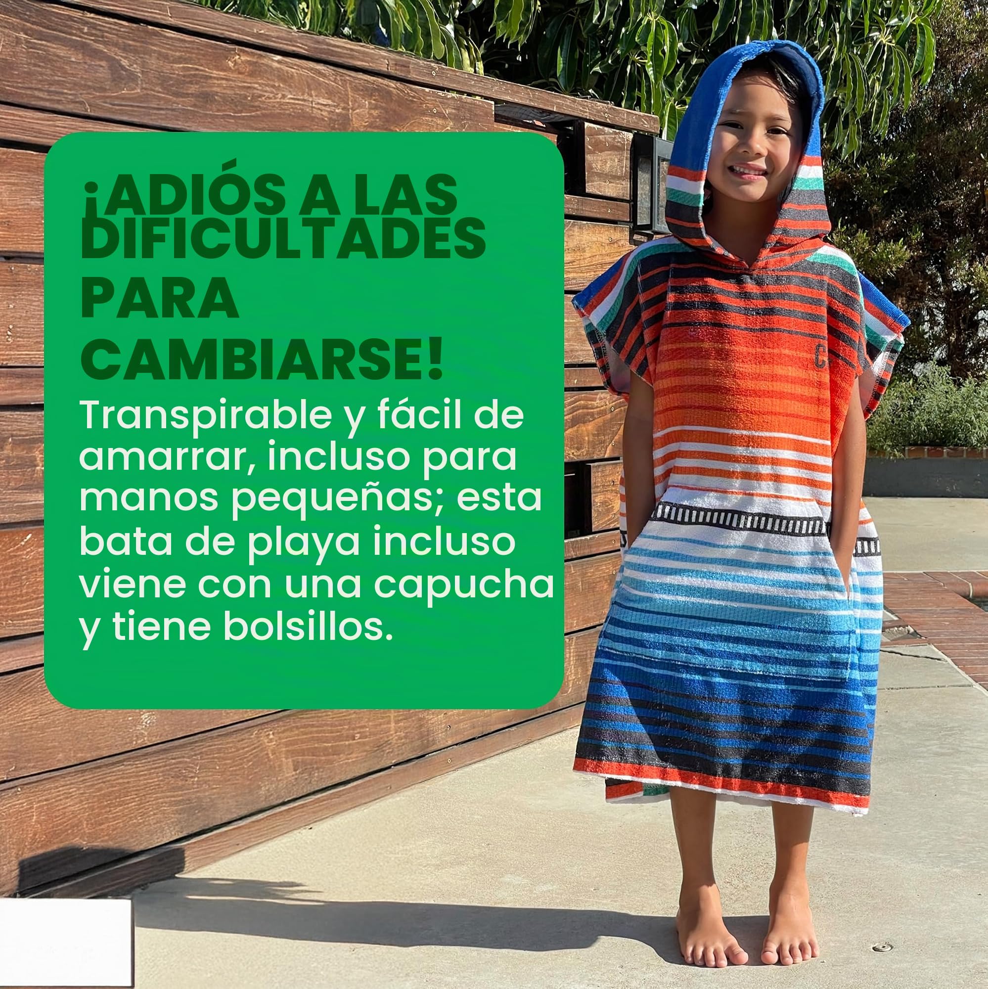 COR Surf Poncho Toalla para Niño y Niña | Albornoz Piscina, Playa Microfibra | Edades 3-10 (Sande)