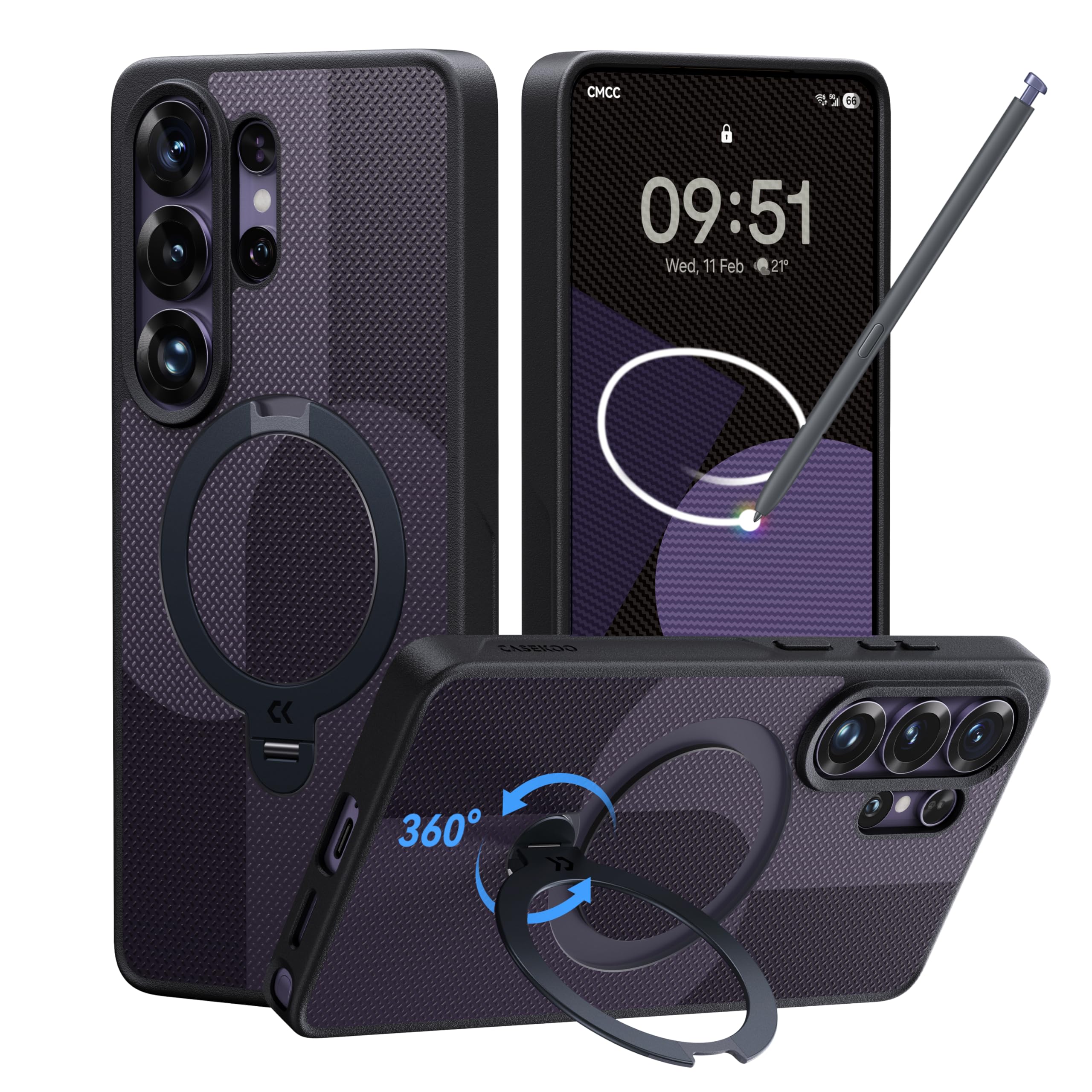CASEKOO Geometrisches Lila für Samsung Galaxy S26 Ultra Hülle mit 360° Drehbarer Magnet Ständer [Militärschutz] [Kompatibel mit MagSafe] Stoßfest Schutzhülle Matt Handyhülle Samsung S26 Ultra 6,9 Zoll