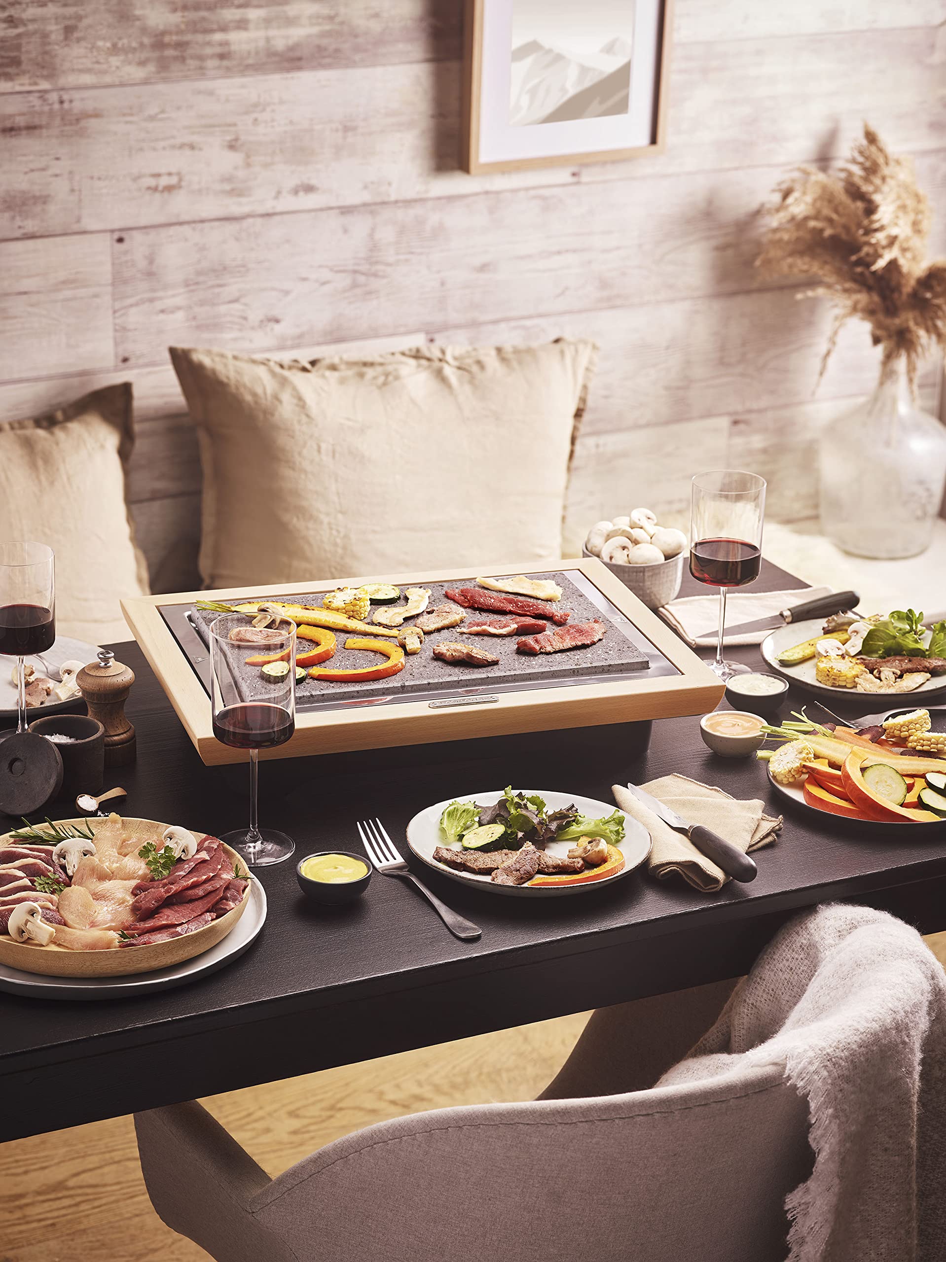 Grill Pierre® Deluxe Rahmen aus hellem Holz + Schaber