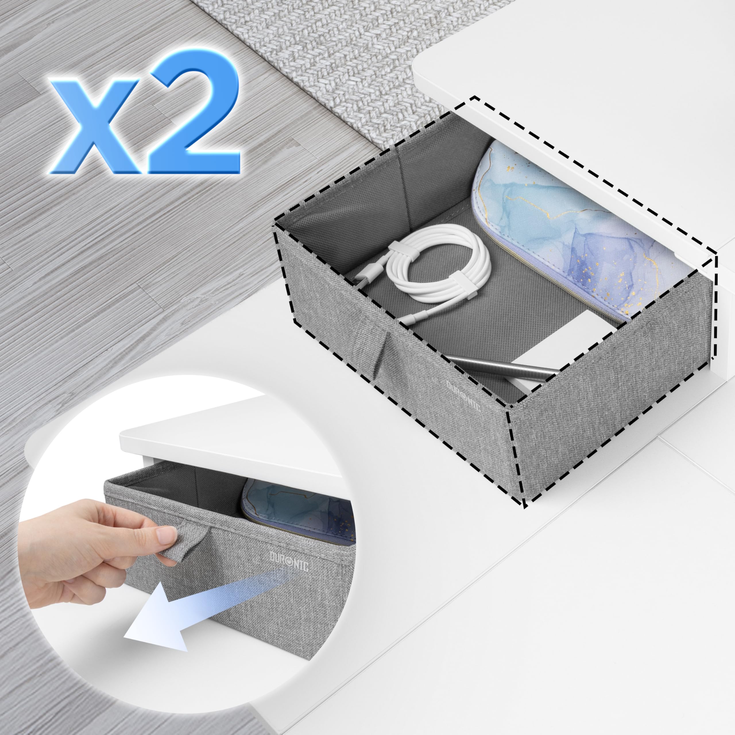 Duronic DD2 WE 120 cm DeskTop Bianco con 2 cassetti | Compatibile con tutti i Desk Top da 120 cm | Accessorio per scrivania | Professionale estetico e organizzato | Superficie per sollevare lo schermo