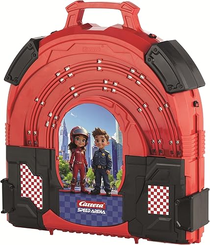 Miniatura 6 de Carrera Speed Arena Police Chase - Pista de carreras portátil con ranura para autos incluye 2 autos, juego de carreras de juguete para principiantes