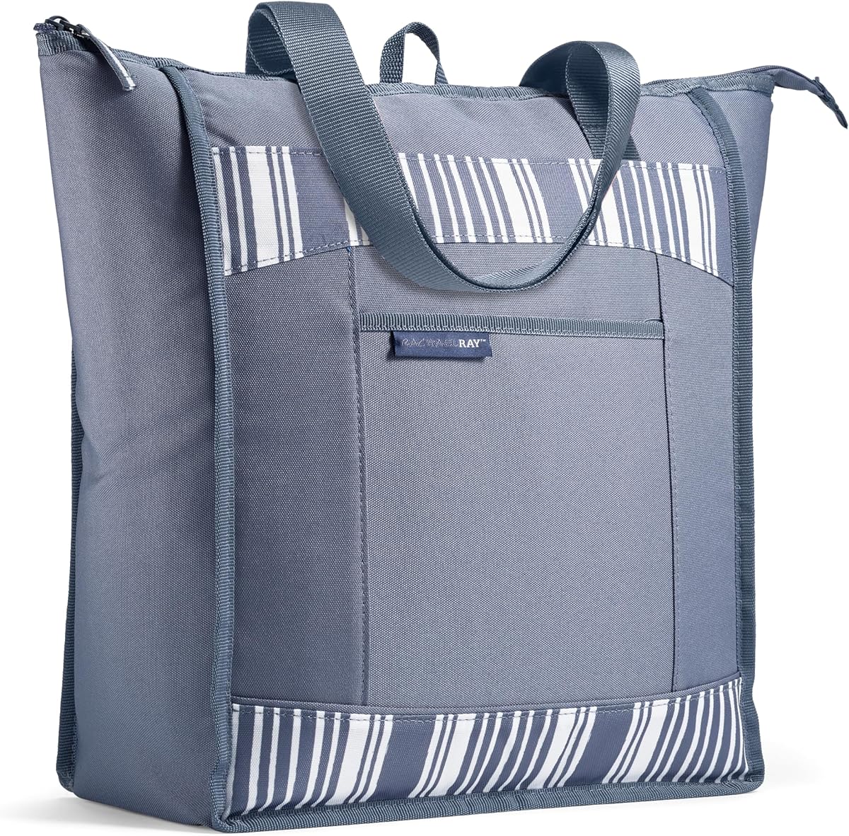 Rachael Ray Chillout Bolsa térmica suave, bolsa grande reutilizable aislada para comestibles con parte superior con cremallera, bolsa de viaje para alimentos fríos o calientes, bolsa de comestibles