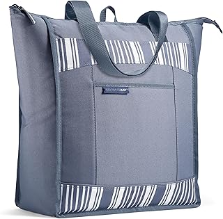 Rachael Ray Chillout Soft Cooler Bag, Large Reusable Insulated Grocery Bag with Zippered Top, Travel Tote for Hot or Cold Food, Grocery Tote Bag