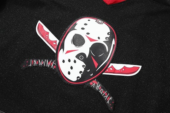 メンズ Voorhees Jason 13 フライデー 映画 アイスホッケー ジャージ ハロウィン ステッチ