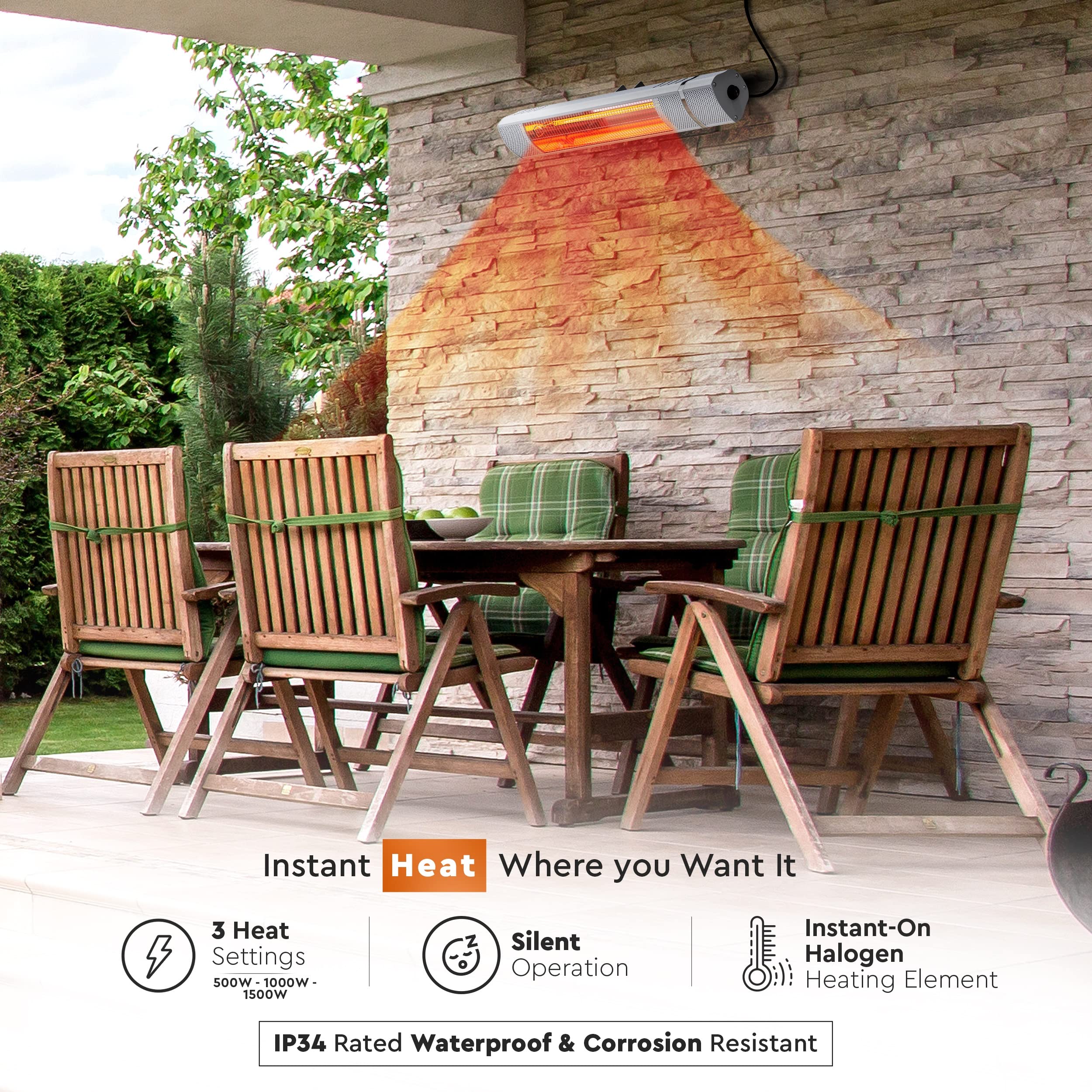 Amazon.com: Comfort Zone CZPH20RSL 1,500-Watt Indoor/Outdoor Patio Heater  with Remote, IP65 Waterproof Rated for Outdoor Use in Wet Conditions,  Wall-Mountable, Overheat Protection, and Safety Tip-Over Switch : Patio,  Lawn u0026 Garden