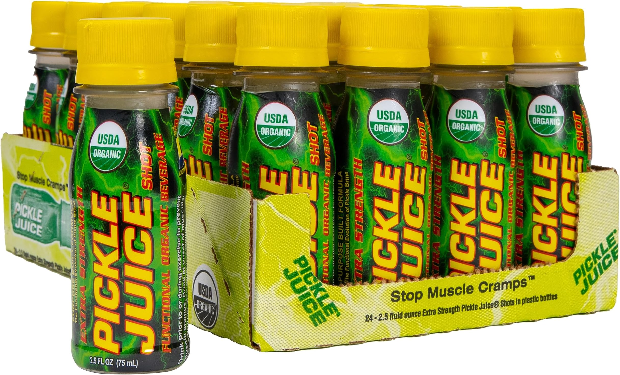 Pickle Juice Sports Drink, 2.5 oz Extra Strength Shots, USDA Organic, Muscle Cramp Relief, 24 Pack
