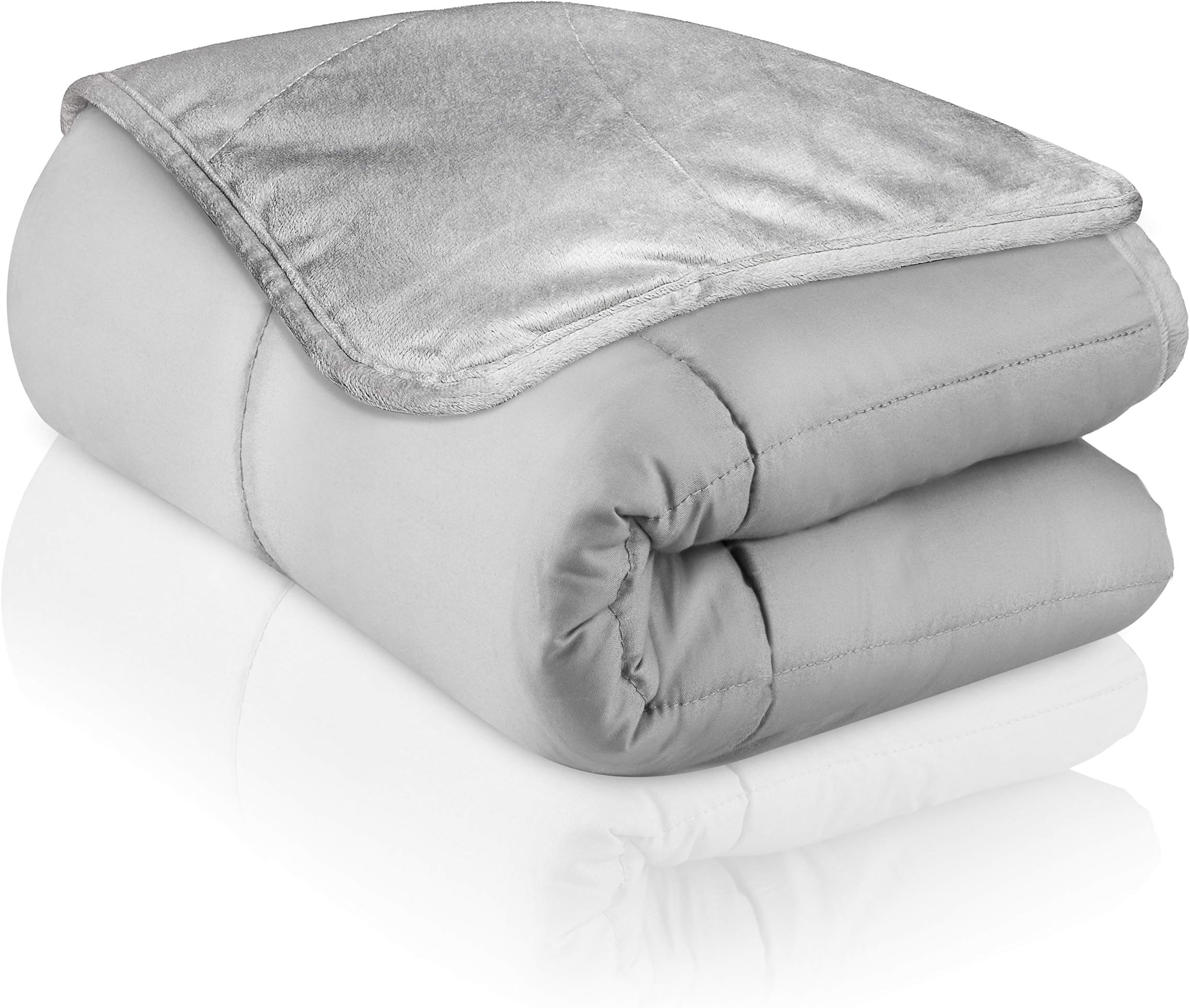 Carma Premium Soft Weighted Blanket Adult 15lbs, Heavy Blanket for Adults and Teens | College Dorm Room Essentials | Dual Side Minky Plush Bottom with Glass Beads 48×72"