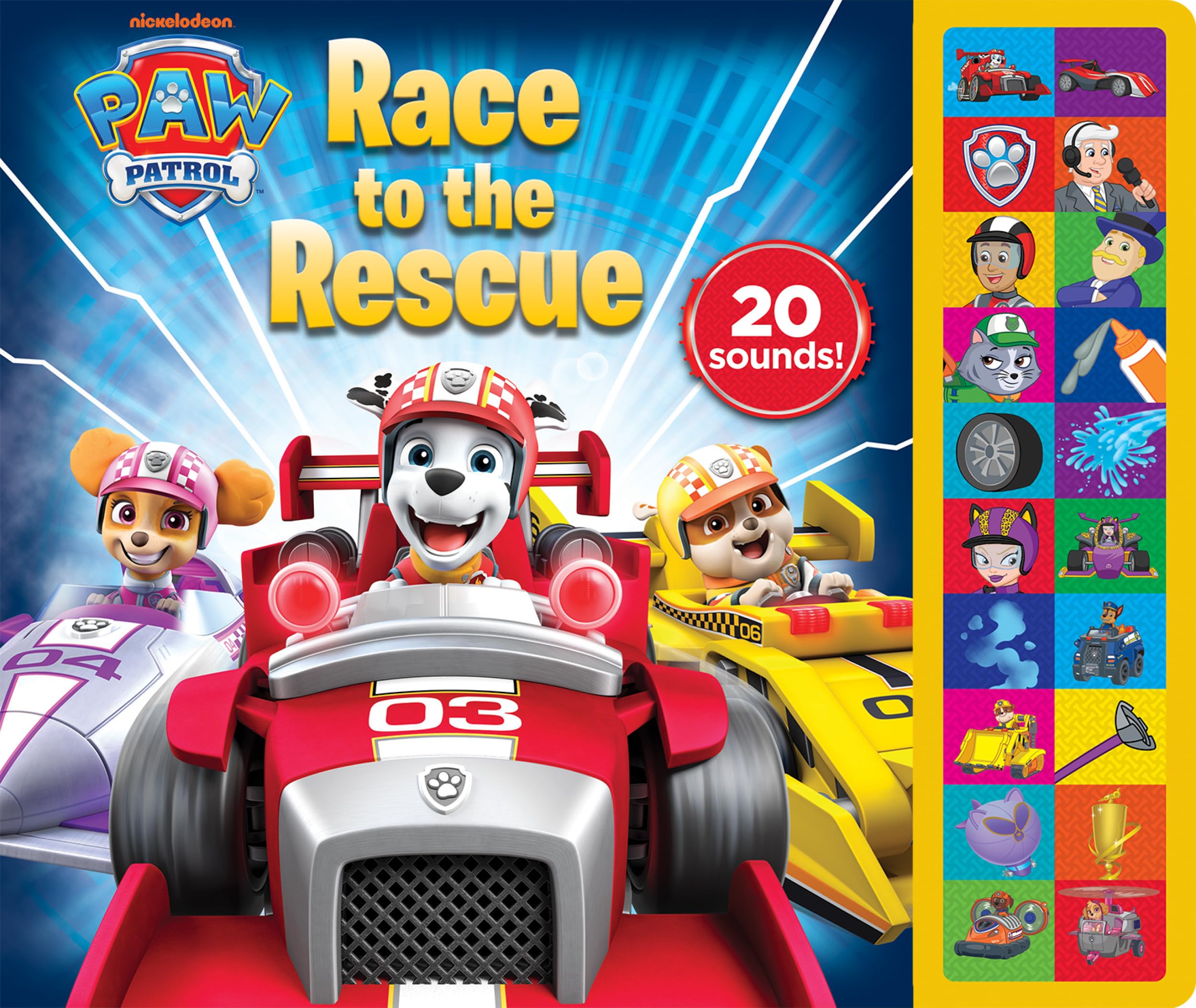 PAW Patrol Chase, Marshall, Skye, and More! - Race to the Rescue 20-Button Sound Book - PI Kids