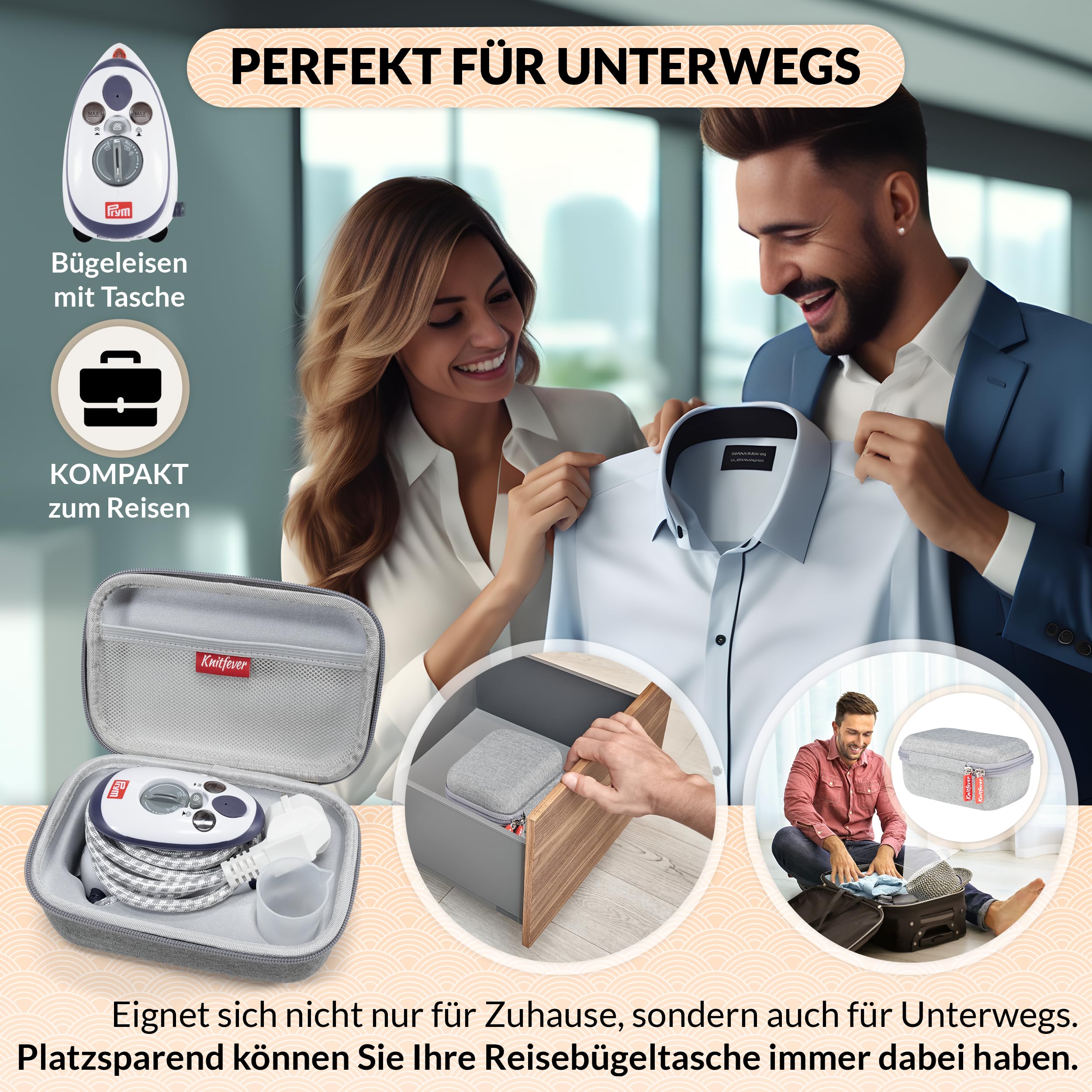 Prym Mini fer à repasser avec sac Knitfever® – Fer à repasser de voyage compact pour les déplacements