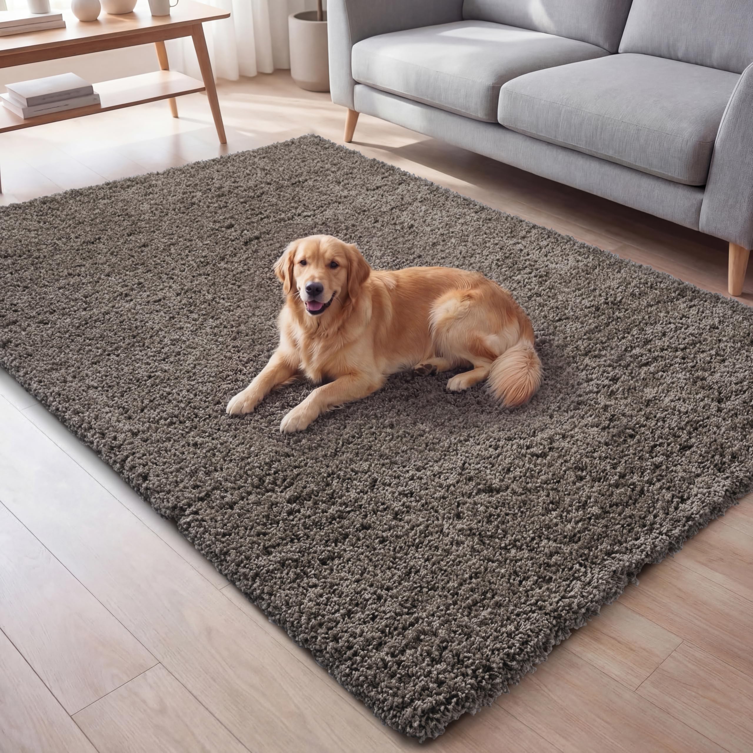 Ruglenza Shaggy Area Rug 200x290 cm Taupe - Extra Large Fluffy Rug, Ultra Thick 45mm Deep Pile, OEKO-TEX Certified, Soft Shaggy Carpet with Jute Backing, Ideal for Living Room & Bedroom