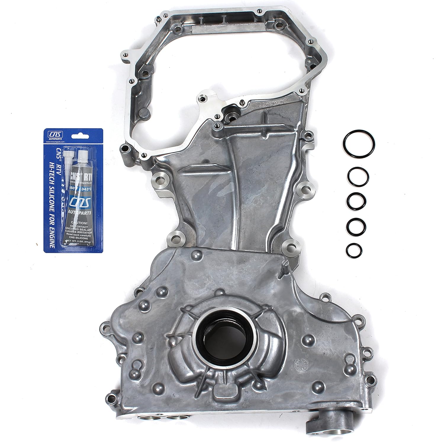 CNS Engine Front Timing Cover, Oil Pump, & RTV Gasket Silicone Compatible/Replacement for 02-06 Nissan Altima Sentra SE-R 2.5L 2500cc DOHC QR25DE