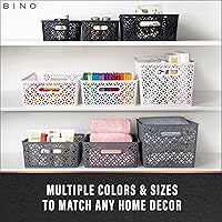 Vista 5 de BINO l Cestas de Almacenamiento de Plástico, XGrande - Gris LA COLECCIÓN BLOSSOM l Contenedor Multiusos Organizador l Con Manija Integrada l Cesta
