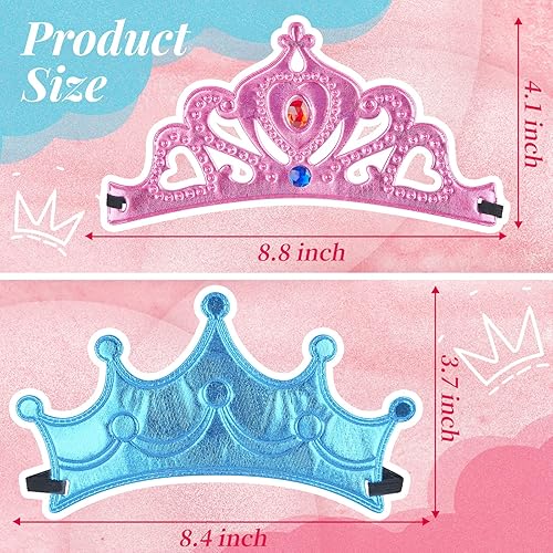 Miniatura 2 de FLMRIOY Juego de 17 coronas de fiesta de princesa, suministros de fiesta para niños, kit de fabricación de tiaras con calcomanías de diamante para