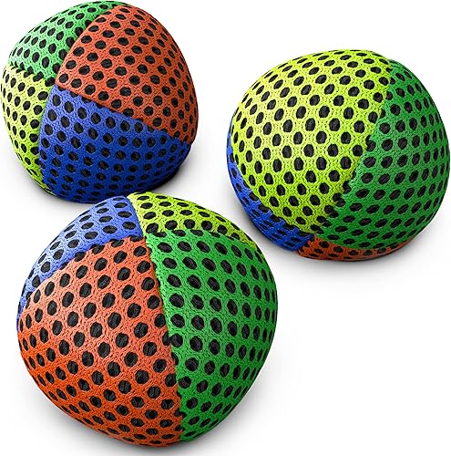 Pelotas Speevers para malabarismo, juego de 3 para principiantes y profesionales, 14 colores disponibles, 2 capas de red y estuche de transporte,