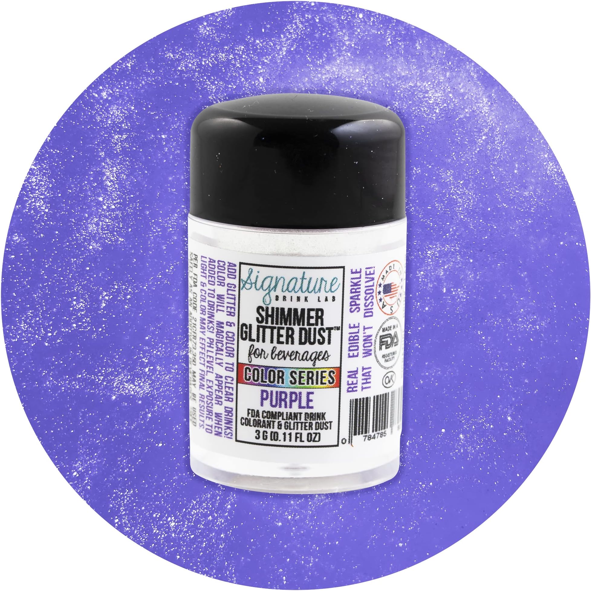 Color Series Shimmer Glittter Dust for Beverages 3 Gram Sprinkler (Purple)