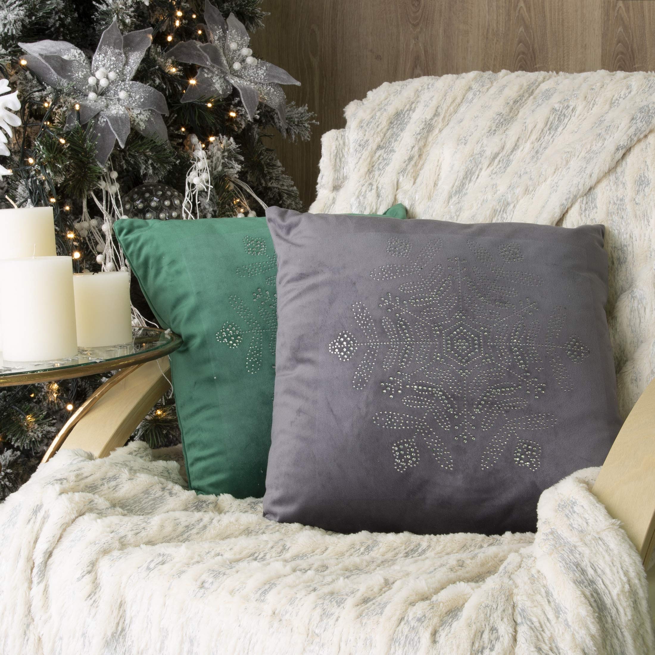 Eurofirany Federe Per Cuscini Natalizi – Fiocchi Di Neve – Set Da 2 Pezzi – 40x40 Cm – 100% Poliestere Morbido