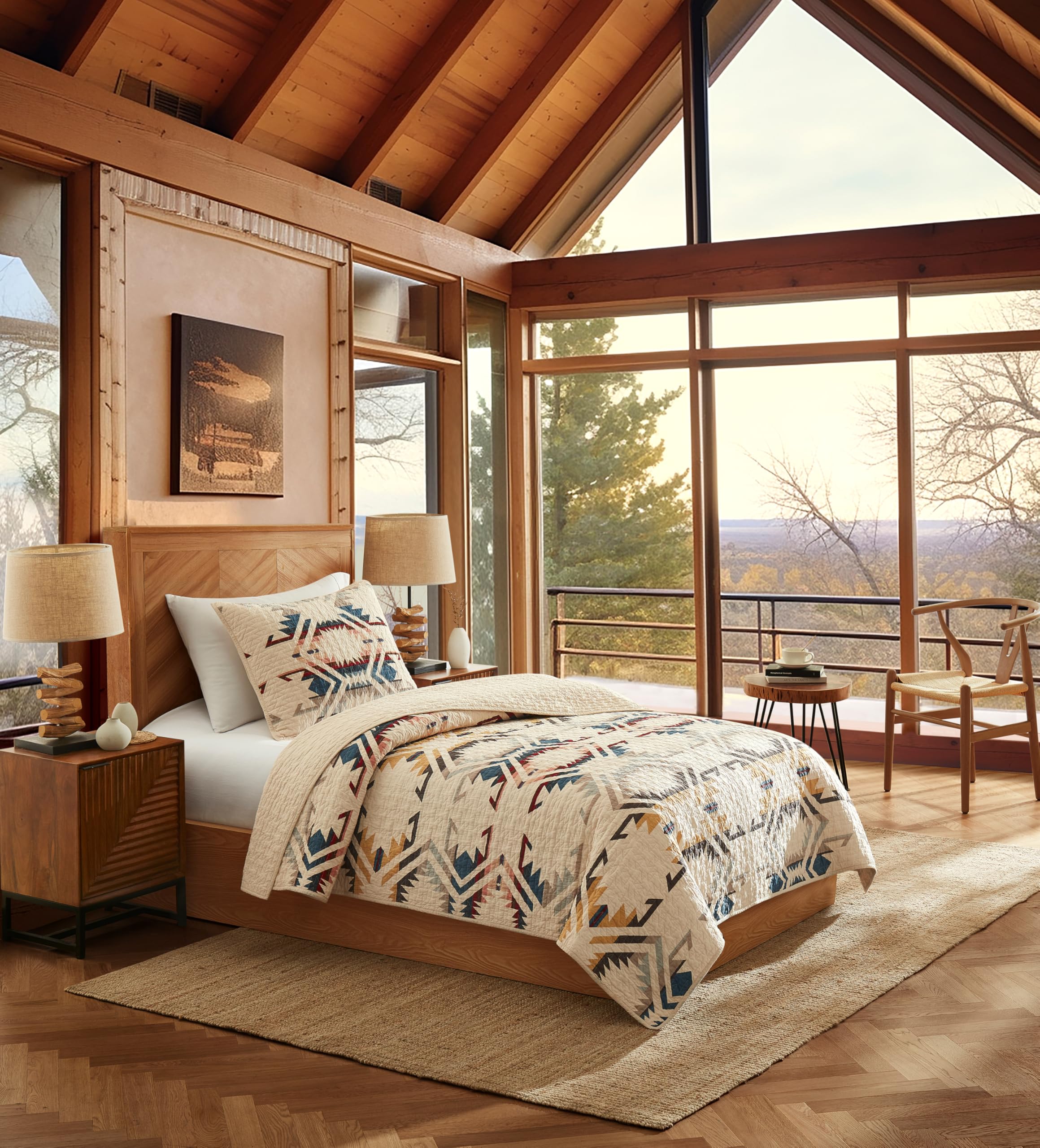 Amazon｜Pendleton White Sands ツインキルト寝具セット 枕カバー1枚