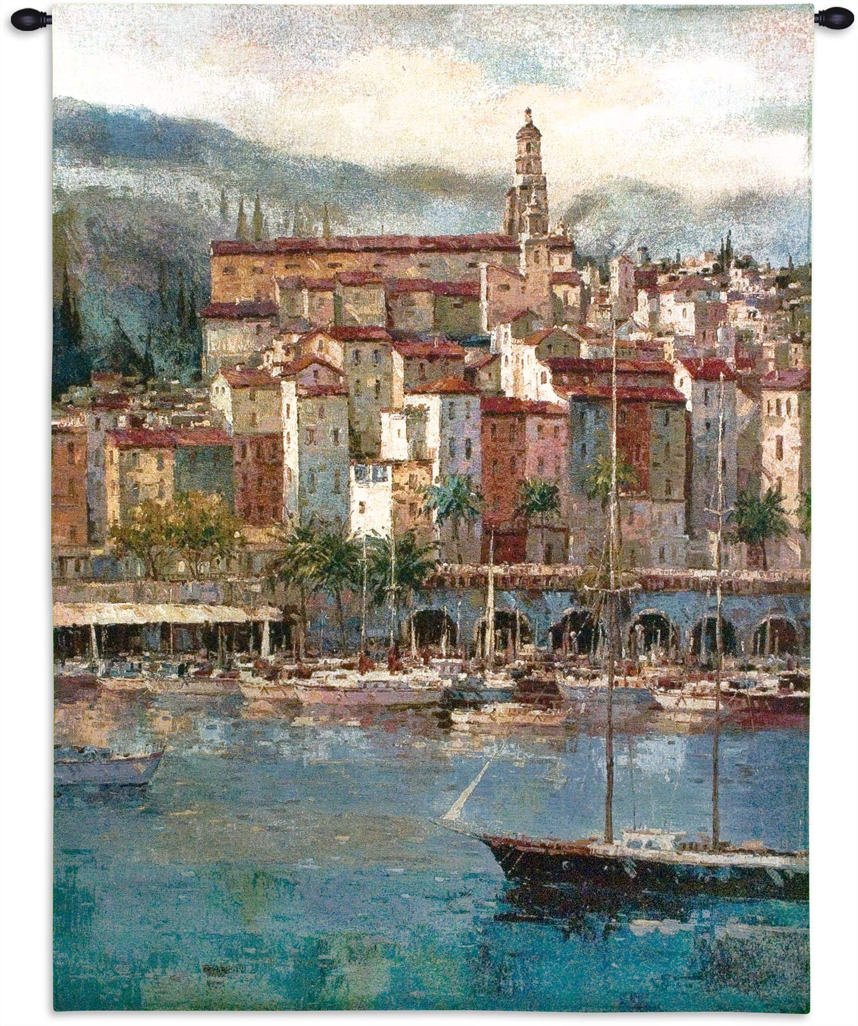 Amazon.com: Mediterranean Harbor by Peter Bell | Woven Tapestry