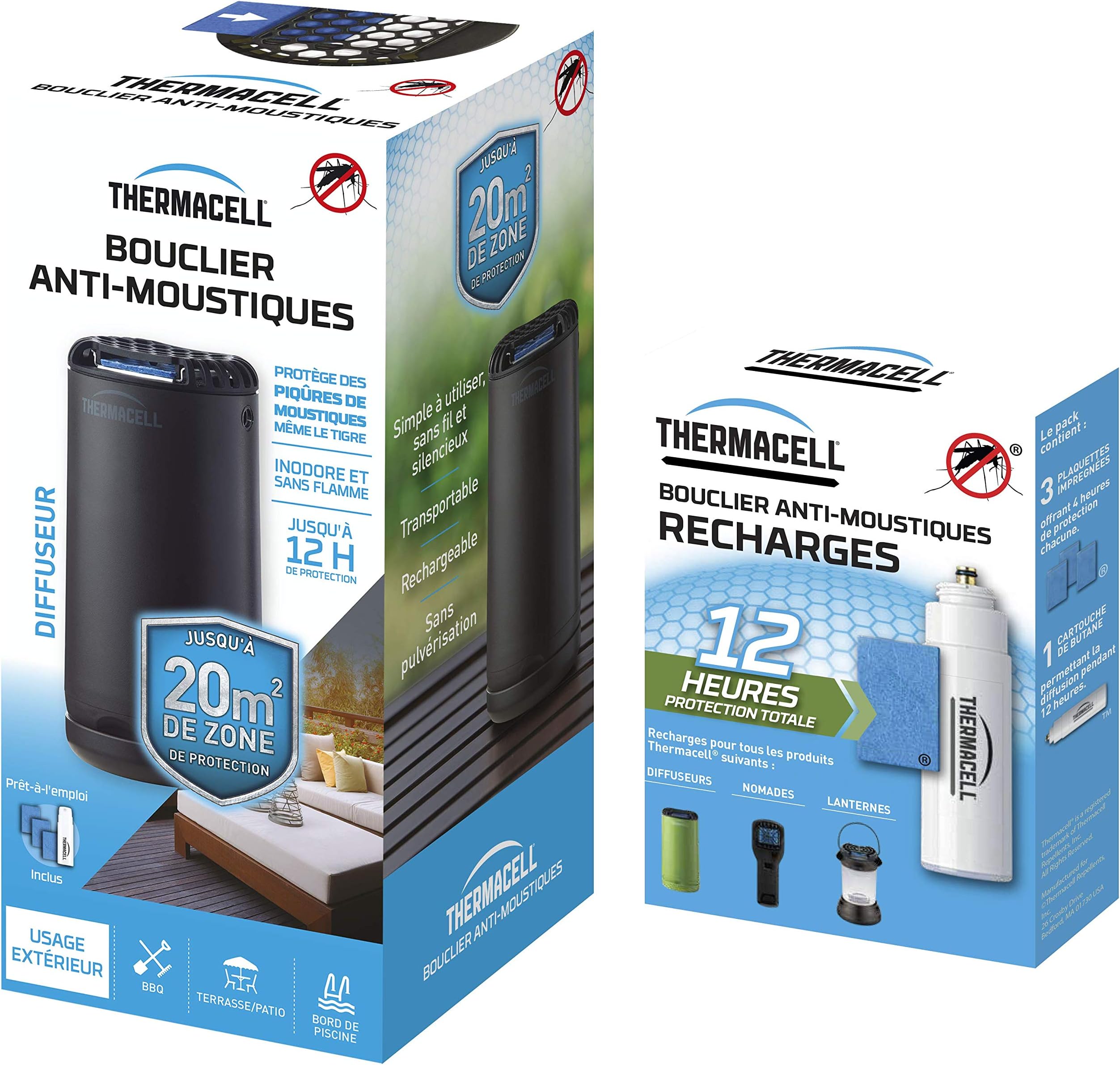 THPATIONOIRRCH Anti-Mosquito Shield Diffuser Black + 2 Refills Included for 12 Hours of Protection per Refill