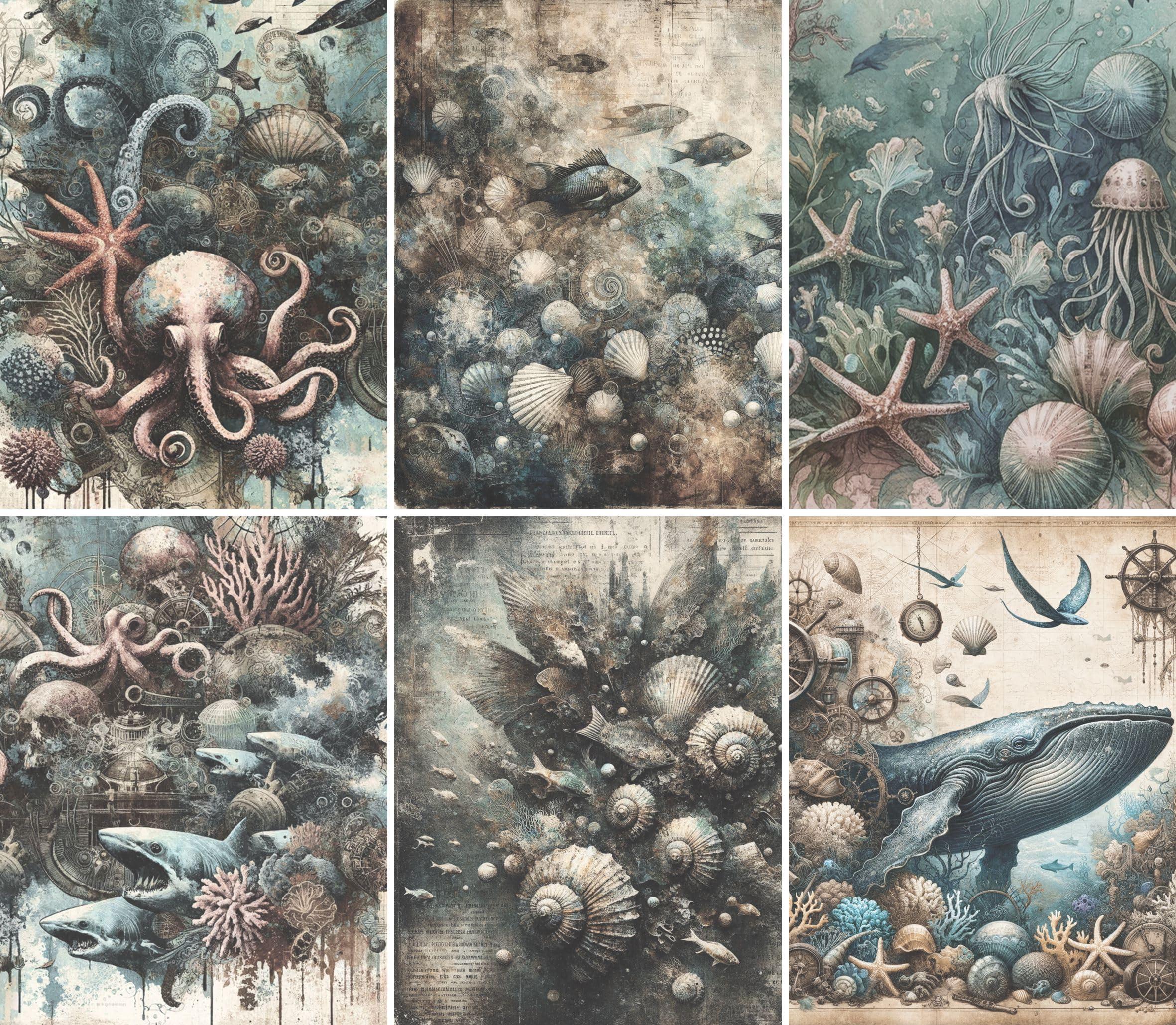 Undersea Reef Rice Paper, 20 x 26,6cm (6pc) - 6 Designs for Scrapbooking Cards Crafts, Decoupage by CRAFT KREATIVELY