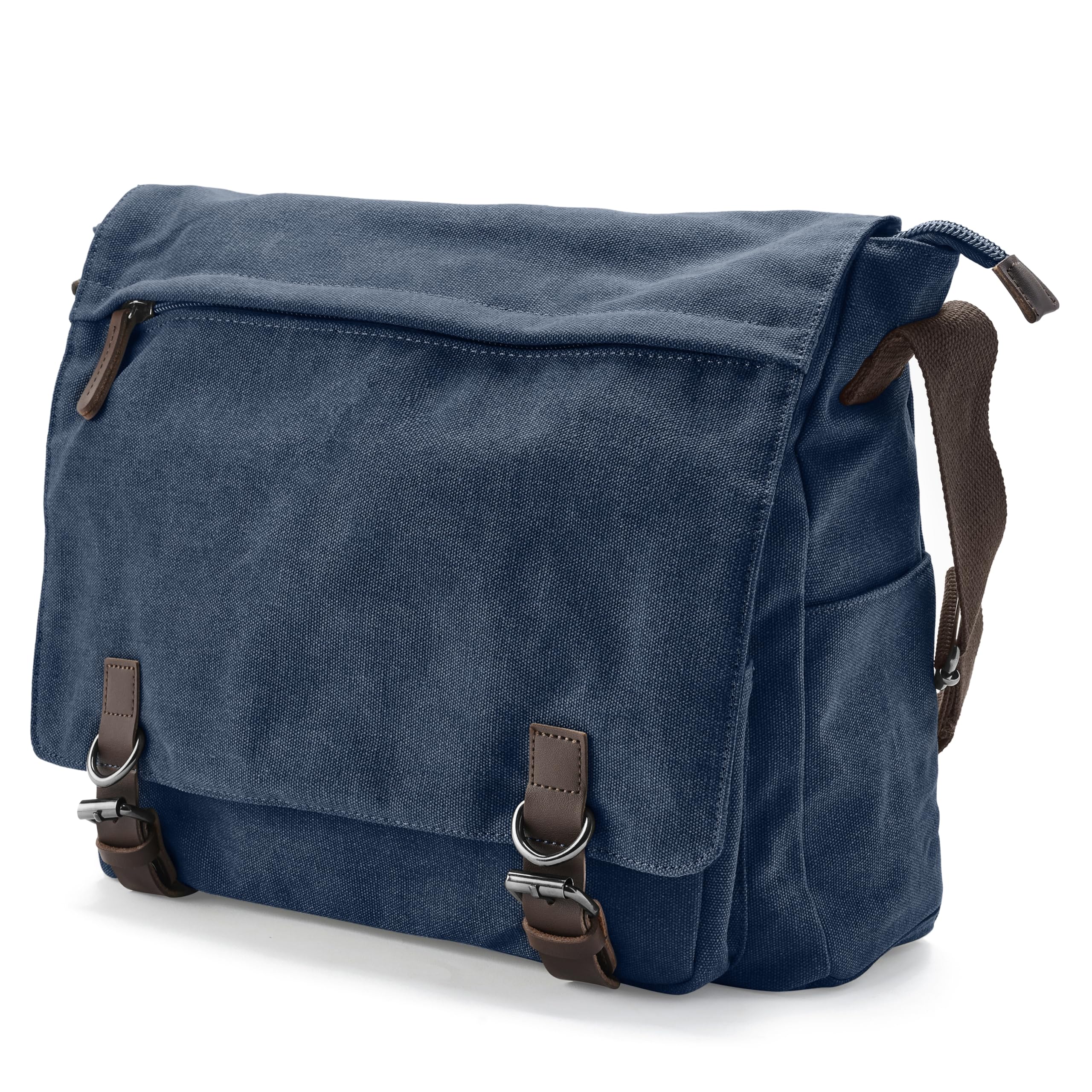 Trendhim Borsa messenger in tela blu denim da uomo, elegante borsa a tracolla con tasche multiple, perfetta compagna di viaggio per lavoro, scuola e uso quotidiano, design resistente e leggero