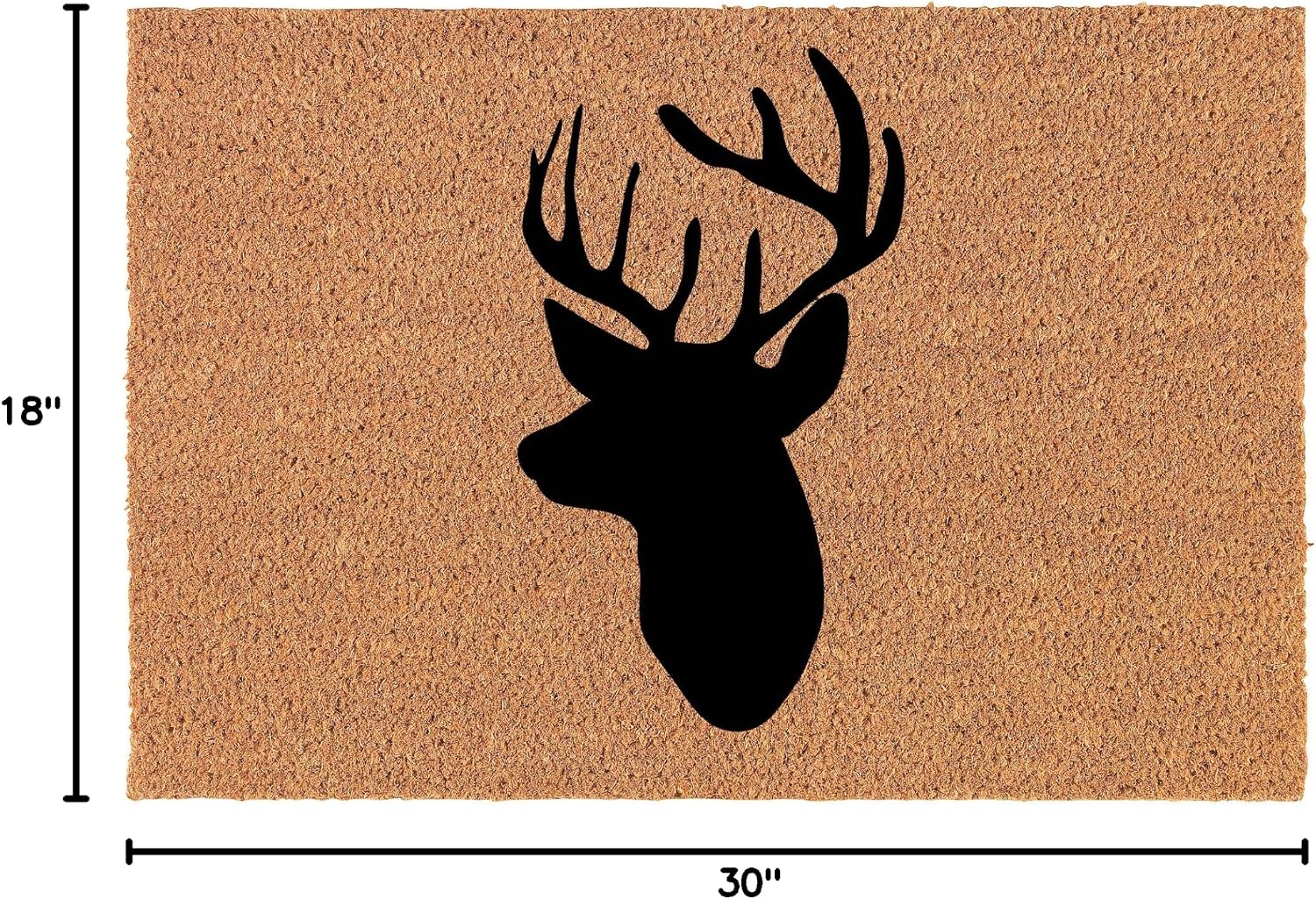 Coir Doormat Front Door Mat New Home Closing Housewarming Gift Deer Head with Antlers Hunting (30" x 18" Standard)