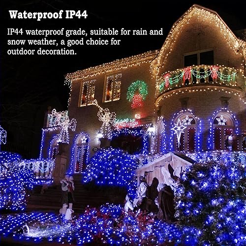 Vista 237 de KNONEW Guirnalda de 1000 luces LED de 394 pies, luces de Navidad para exteriores, 8 modos y temporizador, luces de hadas enchufables, impermeables