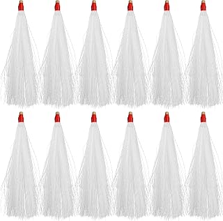 Fishing Bucktail Teasers Saltwater,12pcs Copper Tube Bucktail Flash Skirts Kit for Flouder Rig Fishing Teasers Plugs