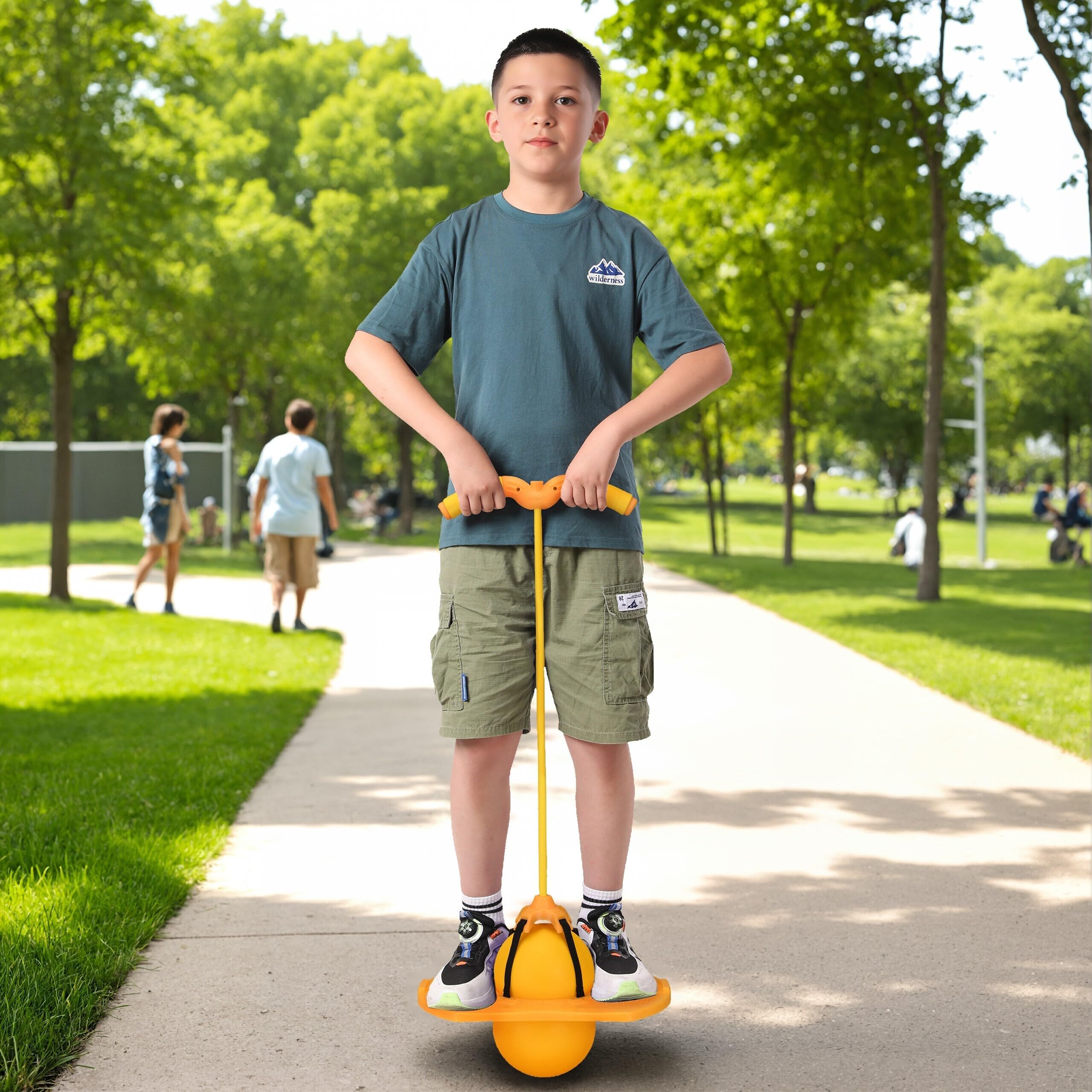 Relaxdays Salterello per Bambini, Pogo Stick con Palla Salta-Salta e Manici, Max. 100 kg, 74x39x29 cm, Gioco da Esterno