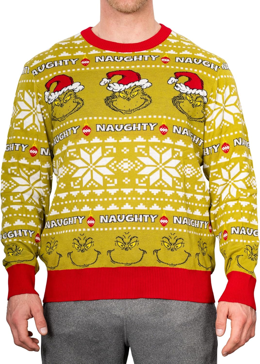 Junk Food Green Monster Santa Hat Xmas Adult Knitted Ugly Christmas Sweater