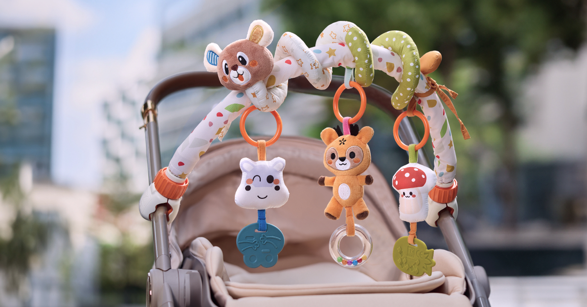 Arche D'Activité Bébé TUMAMA – Jouets Suspendus Animaux Marins Pour Siège Auto, Poussette, Berceau – 4 Hochets Sensoriels Détachables – Dès 0 Mois – Bleu