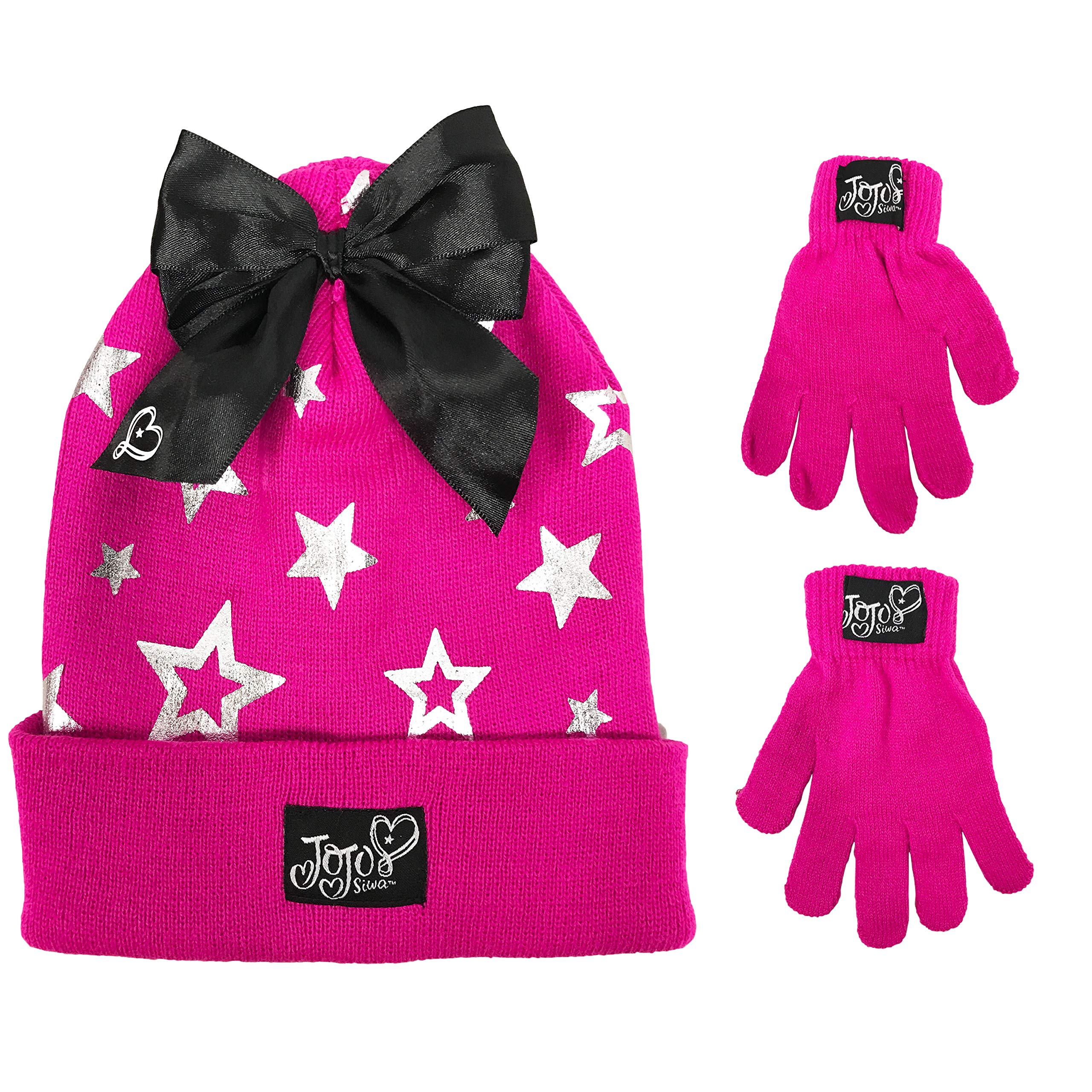 JoJo Siwa Girls Winter Hat and Gloves Cold Weather Set, Age 4-7