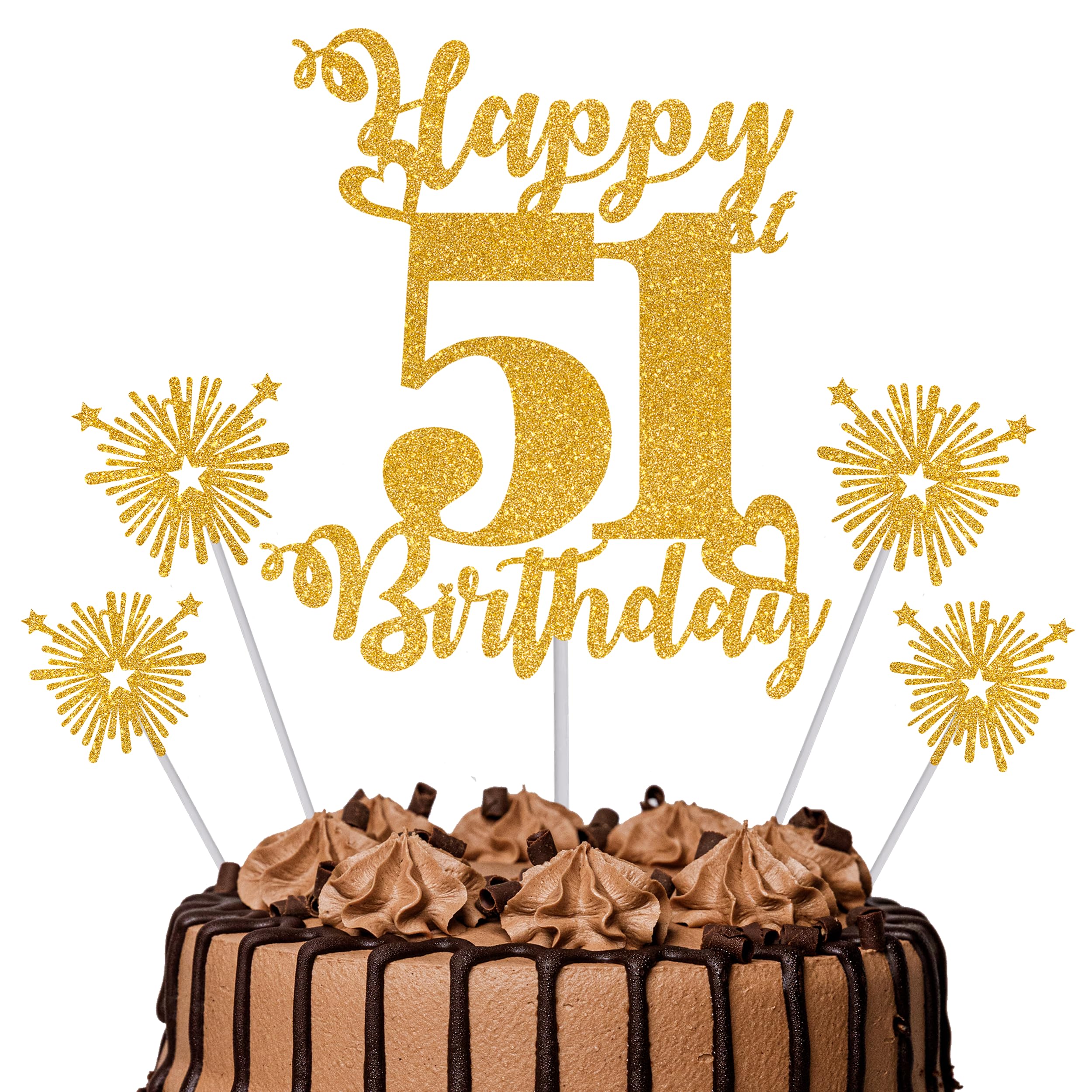 Gold Glitter 96th Birthday Cake Topper Set – 5 Piece Premium Glitter Birthday Decoration & Party Supplies for Men, Women & Kids – 96th Birthday — view 29