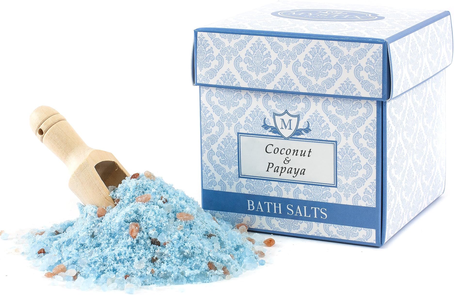 Mystix London | Coconut & Papaya - Scented Bath Salts 350g | A Medley of Epsom, Dead Sea Mineral and Himalayan Pink Salts | Perfect as a Gift | Handmade in UK