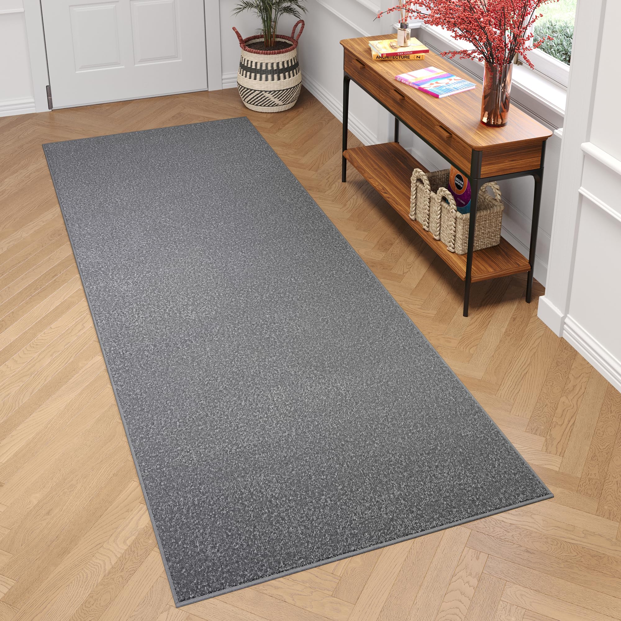 TAPISO Mono Läufer Teppich Kurzflor Indoor Outdoor UV-beständig Hellgrau Einfarbig Wohnzimmer Schlafzimmer Kinderzimmer Modern Design ÖKO-TEX 70 x 300 cm