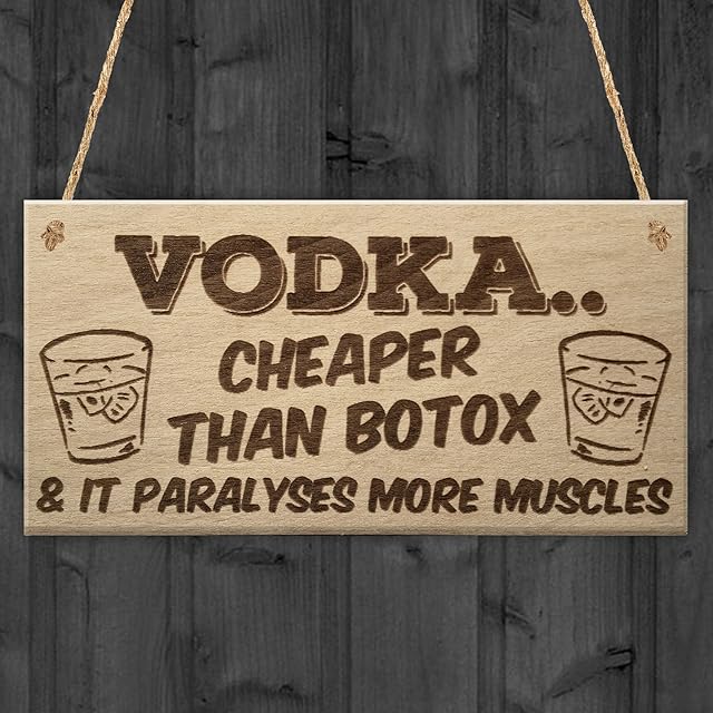 RED OCEAN Vodka Botox Funny Alcohol Gift Man Cave Home Bar Hanging Plaque Pub Friends Sign