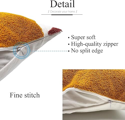 Miniatura 4 de Molili Fundas de almohada con textura bohemia de 18 x 18 pulgadas, modernas fundas de almohada con diseño de sol absrácto minimalista, decoración de